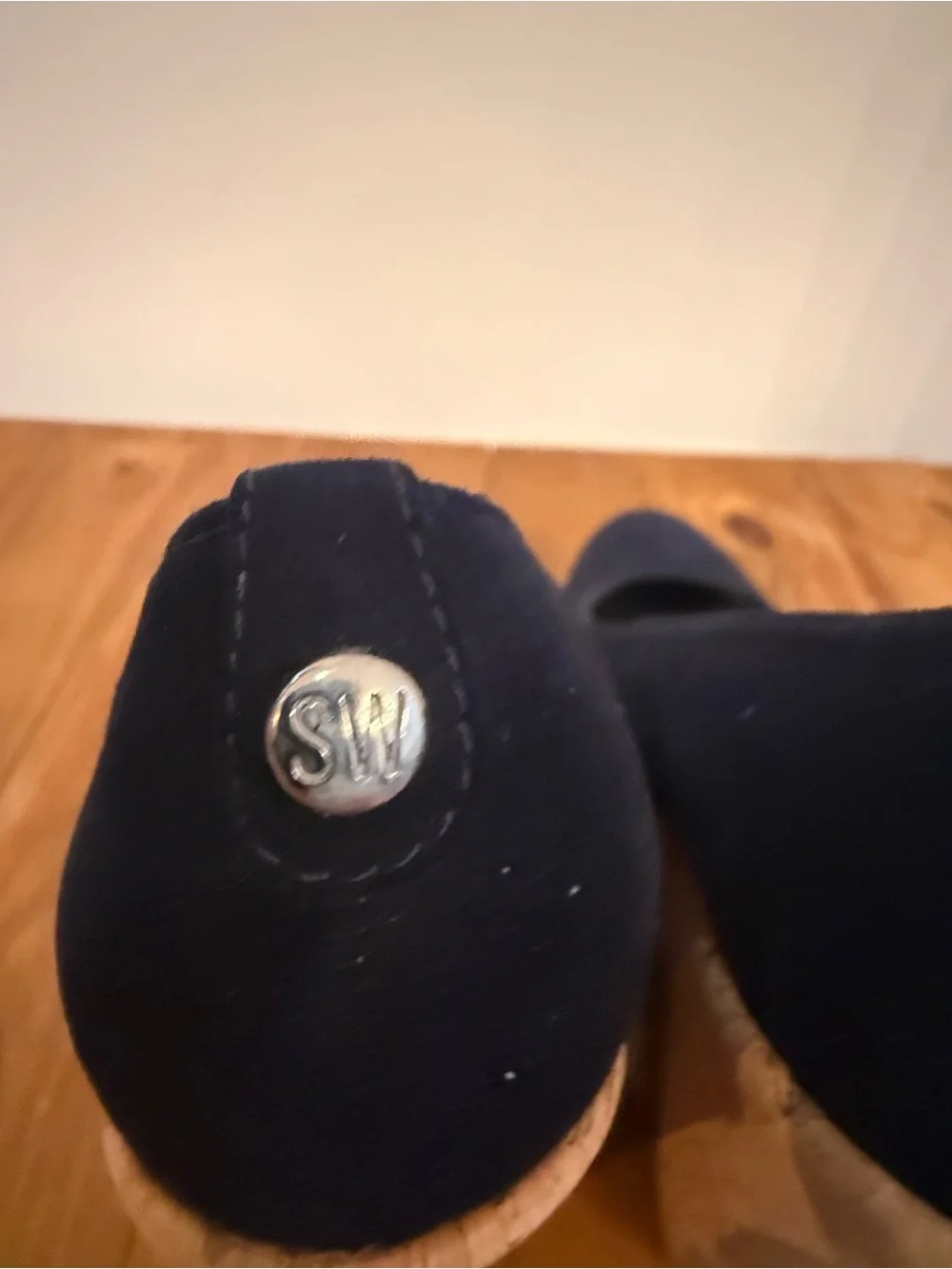 Stuart Weitzman. Corkswoon Wedges. Navy Suede. Size 7.